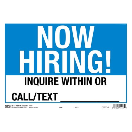 HY-KO 9 X 13 Now Hiring Sign 9" x 13", 10PK A15083